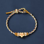 Buddha Stones White Braided Rope Flower knowledge Bracelet