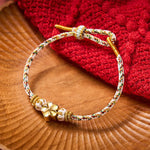 Buddha Stones White Braided Rope Flower knowledge Bracelet