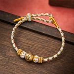 Buddha Stones White Braided Rope Om Mani Padme Hum Wisdom Bracelet