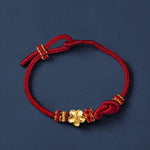 Buddha Stones Flower Braided Rope Knot Adjustable Bracelet