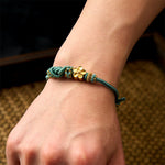 Buddha Stones Flower Braided Rope Knot Adjustable Bracelet