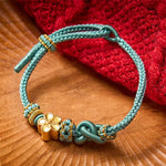 Buddha Stones Flower Braided Rope Knot Adjustable Bracelet