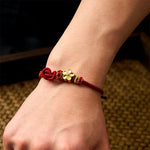 Buddha Stones Flower Braided Rope Knot Adjustable Bracelet