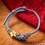 Buddha Stones Flower Braided Rope Knot Adjustable Bracelet