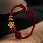 Buddha Stones Flower Braided Rope Knot Adjustable Bracelet
