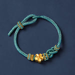 Buddha Stones Flower Braided Rope Knot Adjustable Bracelet