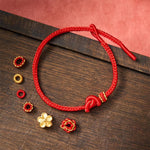Buddha Stones Flower Braided Rope Knot Adjustable Bracelet