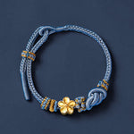 Buddha Stones Flower Braided Rope Knot Adjustable Bracelet