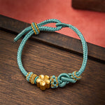 Buddha Stones Flower Braided Rope Knot Adjustable Bracelet
