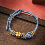 Buddha Stones Flower Braided Rope Knot Adjustable Bracelet