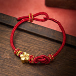 Buddha Stones Flower Braided Rope Knot Adjustable Bracelet