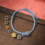 Buddha Stones Flower Braided Rope Knot Adjustable Bracelet
