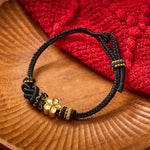 Buddha Stones Flower Braided Rope Knot Adjustable Bracelet