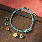 Buddha Stones Flower Braided Rope Knot Adjustable Bracelet