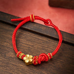 Buddha Stones Flower Braided Rope Knot Adjustable Bracelet