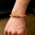 Buddha Stones Flower Braided Rope Knot Double Wrap Adjustable Bracelet