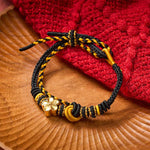 Buddha Stones Flower Braided Rope Knot Double Wrap Adjustable Bracelet