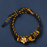 Buddha Stones Flower Braided Rope Knot Double Wrap Adjustable Bracelet