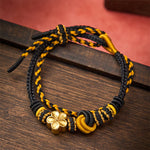 Buddha Stones Flower Braided Rope Knot Double Wrap Adjustable Bracelet