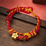 Buddha Stones Flower Braided Rope Knot Double Wrap Adjustable Bracelet