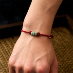 Buddha Stones Handmade Braided Red String 3mm Jade Beads Protection Adjustable DIY Bracelet