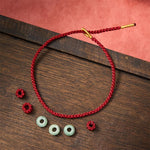 Buddha Stones Handmade Braided Red String 3mm Jade Beads Protection Adjustable DIY Bracelet