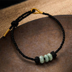 Buddha Stones Handmade Braided Red String 3mm Jade Beads Protection Adjustable DIY Bracelet