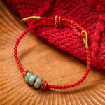 Buddha Stones Handmade Braided Red String 3mm Jade Beads Protection Adjustable DIY Bracelet