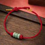 Buddha Stones Handmade Braided Red String 3mm Jade Beads Protection Adjustable DIY Bracelet