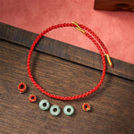 Buddha Stones Handmade Braided Red String 3mm Jade Beads Protection Adjustable DIY Bracelet
