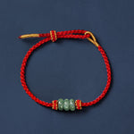 Buddha Stones Handmade Braided Red String 3mm Jade Beads Protection Adjustable DIY Bracelet