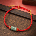 Buddha Stones Handmade Braided Red String 3mm Jade Beads Protection Adjustable DIY Bracelet