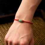 Buddha Stones Handmade Braided Red String 3mm Jade Beads Protection Adjustable DIY Bracelet