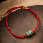 Buddha Stones Handmade Braided Red String 3mm Jade Beads Protection Adjustable DIY Bracelet