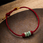 Buddha Stones Handmade Braided Red String 3mm Jade Beads Protection Adjustable DIY Bracelet