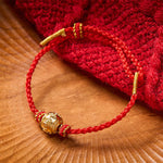 Buddha Stones Hand-Woven Red String Strength Om Mani Padme Hum Adjustable DIY Bracelet