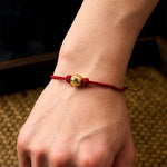 Buddha Stones Hand-Woven Red String Strength Om Mani Padme Hum Adjustable DIY Bracelet