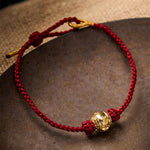 Buddha Stones Hand-Woven Red String Strength Om Mani Padme Hum Adjustable DIY Bracelet