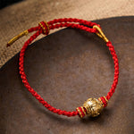 Buddha Stones Hand-Woven Red String Strength Om Mani Padme Hum Adjustable DIY Bracelet