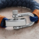 Buddha Stones Titanium Steel Shackle Braided Rope Balance Bracelet