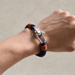 Buddha Stones Titanium Steel Shackle Braided Rope Balance Bracelet