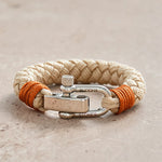 Buddha Stones Titanium Steel Shackle Braided Rope Balance Bracelet