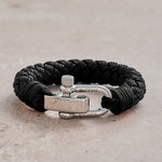 Buddha Stones Titanium Steel Shackle Braided Rope Balance Bracelet