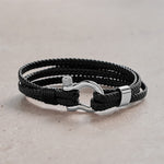 Buddha Stones Titanium Steel Shackle Braided Leather Calm Bracelet