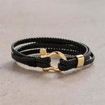 Buddha Stones Titanium Steel Shackle Braided Leather Calm Bracelet