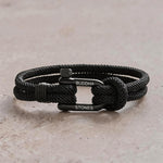 Buddha Stones Titanium Steel Shackle Rope Strengthen Bracelet