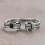 Buddha Stones Titanium Steel Shackle Rope Strengthen Bracelet
