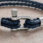 Buddha Stones Titanium Steel Shackle Leather Double Wrap Stimulation Bracelet