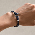 Buddha Stones Titanium Steel Shackle Leather Double Wrap Stimulation Bracelet