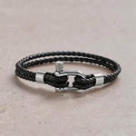 Buddha Stones Titanium Steel Shackle Leather Double Wrap Stimulation Bracelet